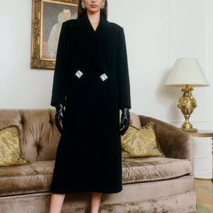 Nana Jacqueline black Wool coat with bow